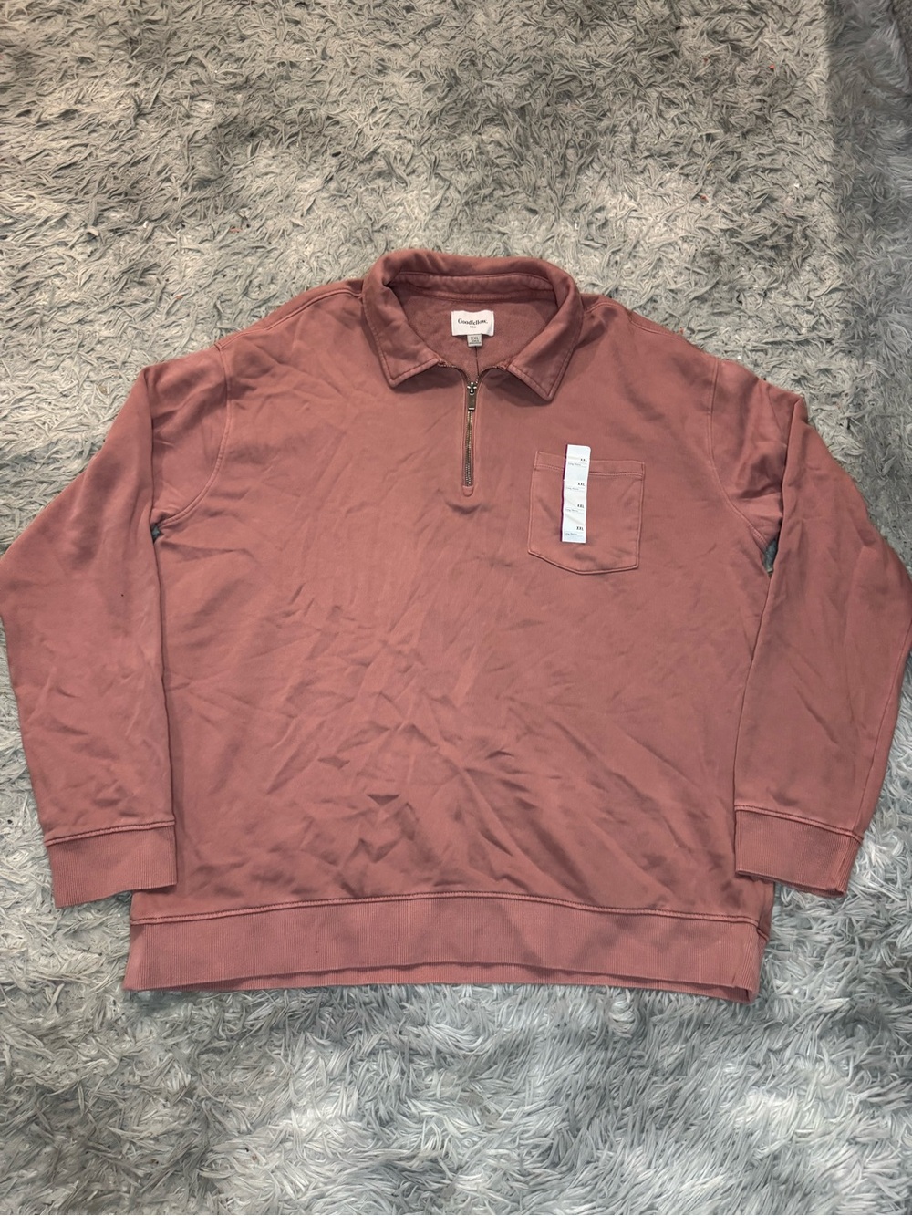 Goodfellow & Co Men’s Vintage Quarter Zip Sweater - Berry Pink Size XXL NWT